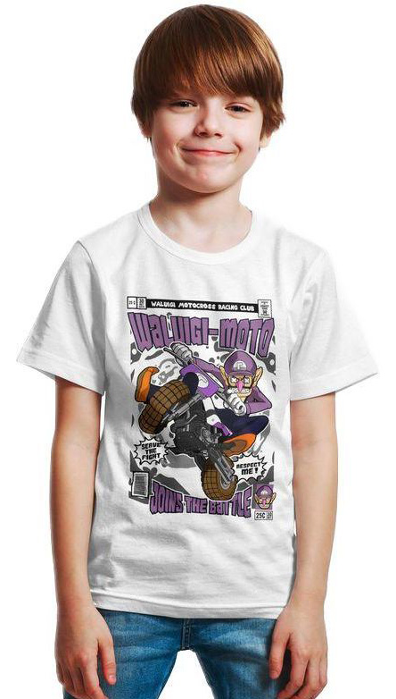 Παιδικό Ring Spun T-Shirt Waluigi Motocross Pop Culture P3000409 White